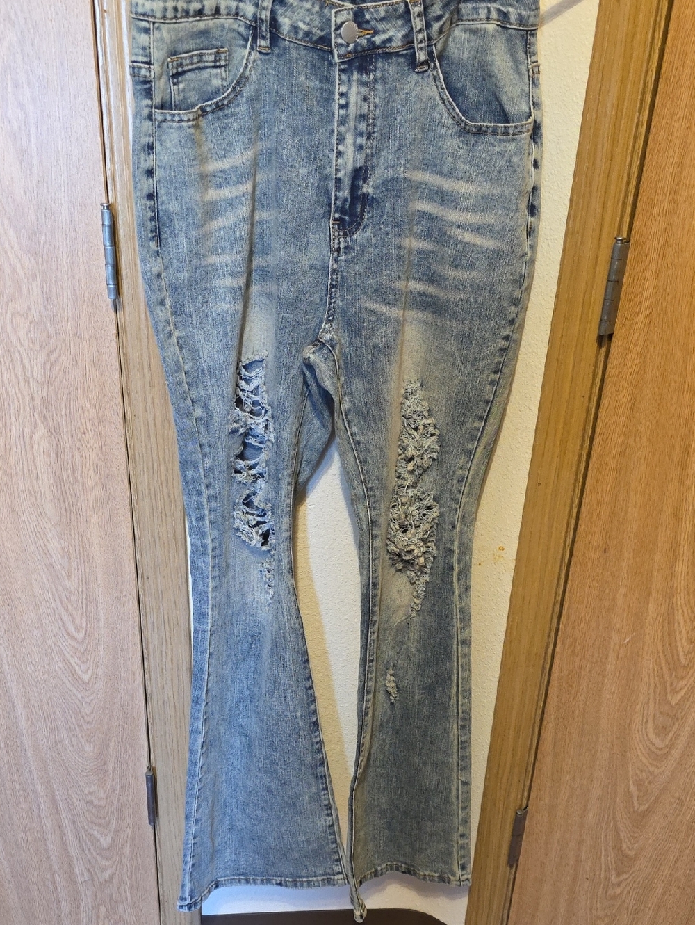 Light Blue Distressed Women’s Flare Jeans